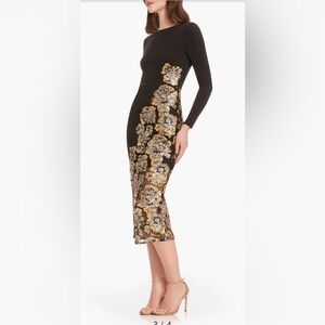 Dress the Population Mara Sequin Long Sleeve Midi Dress